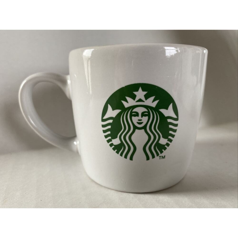 Starbucks Small Ceramic Coffee Mug Green Siren Mermaid Logo 7.8 oz Cup‎